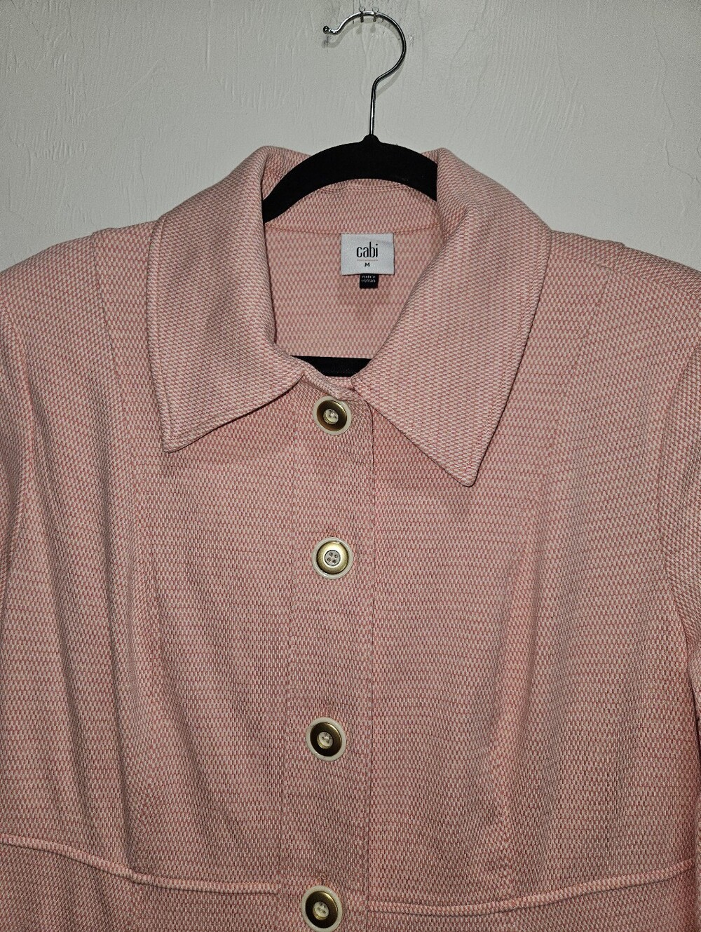 Cabi Take Peacoat 5 Topper Peachy Pink Textured Knit Gold Toned buttons - Picture 7 of 13